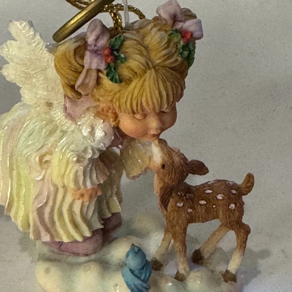 Ashton-Drake “Moments” Angel Ornament Set – Ice Skater, Bluebirds & Fawn – Set 3